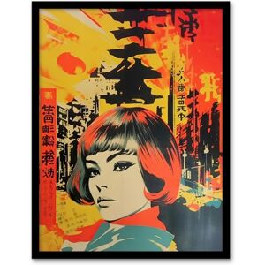 Artery8 Tokyo Abstract 1960's Collage Orange And Yellow Woman Portrait Vibrant Bold Bright Colourful Painting Artwork Framed Wall Art Print 18X24 Inch Artery8 Tokyo Abstract 1960's Collage Orange And Yellow Woman Portrait Vibrant Bold Bright Colourful Painting Artwork Framed Wall Art Print 18X24 Inch