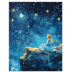 Artery8 Girl Wish Upon Star Starry Night Sky Painting Nursery Kids Bedroom Extra Large XL Wall Art Poster Print Artery8 Girl Wish Upon Star Starry Night Sky Painting Nursery Kids Bedroom Extra Large XL Wall Art Poster Print