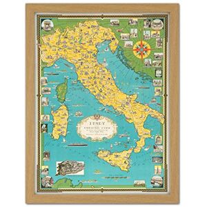 Fine Art Prints Chase 1944 Pictorial Map Italy Vatican City Large Framed Art Print Poster Wall Decor 18x24 in Fine Art Prints Chase 1944 Pictorial Map Italy Vatican City Large Framed Art Print Poster Wall Decor 18x24 in