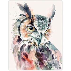 Artery8 Great Horned Owl Portrait Modern Watercolour Living Room Extra Large XL Wall Art Poster Print Artery8 Great Horned Owl Portrait Modern Watercolour Living Room Extra Large XL Wall Art Poster Print