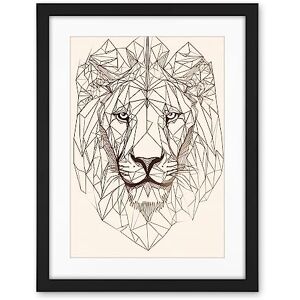 Artery8 Lion Head Polygon Line Drawing Portrait Artwork Framed Wall Art Print 18X24 Inch Artery8 Lion Head Polygon Line Drawing Portrait Artwork Framed Wall Art Print 18X24 Inch