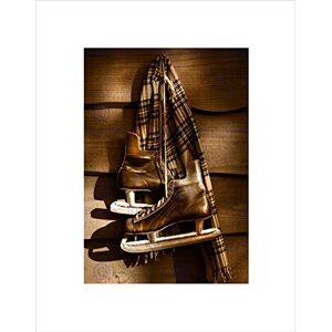 Wee Blue Coo Old Ice Hockey Skates Sport Sepia Art Picture Wall Art Print Wee Blue Coo Old Ice Hockey Skates Sport Sepia Art Picture Wall Art Print