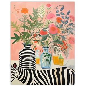 Wee Blue Coo Hide And Seek Zebra Floral Fun Pink Extra Large XL Wall Art Poster Print Wee Blue Coo Hide And Seek Zebra Floral Fun Pink Extra Large XL Wall Art Poster Print