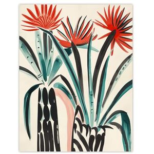 Artery8 Abstract Red Dahlia Flowers in Vases Painting Living Room Extra Large XL Wall Art Poster Print Artery8 Abstract Red Dahlia Flowers in Vases Painting Living Room Extra Large XL Wall Art Poster Print