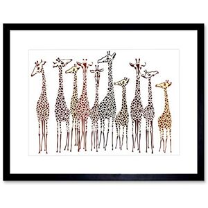 Wee Blue Coo Dt Illustration Group Of Giraffes Framed Art Print Picture & Mount F12X289 Wee Blue Coo Dt Illustration Group Of Giraffes Framed Art Print Picture & Mount F12X289