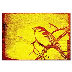 Wee Blue Coo Painting Woodcut Bird Branch Red Yellow Wall Art Print Wee Blue Coo Painting Woodcut Bird Branch Red Yellow Wall Art Print
