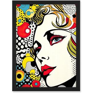 Artery8 Woman Face Geometric Patterns Bubbles Comic Book Style Pop Art Teen Room Halftone Artwork Framed A3 Wall Art Print Artery8 Woman Face Geometric Patterns Bubbles Comic Book Style Pop Art Teen Room Halftone Artwork Framed A3 Wall Art Print