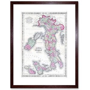 Wee Blue Coo 1864 Johnson's Map Italy Vintage Art Picture Framed Wall Art Print Wee Blue Coo 1864 Johnson's Map Italy Vintage Art Picture Framed Wall Art Print