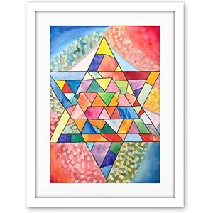 Artery8 Jewish Star Of David Patterns Geometric Folk Art Watercolour Painting Artwork Framed Wall Art Print 18X24 Inch Artery8 Jewish Star Of David Patterns Geometric Folk Art Watercolour Painting Artwork Framed Wall Art Print 18X24 Inch