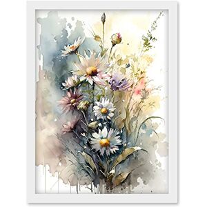 Artery8 Wild Flower Daisies in Bloom Modern Boho Watercolour Painting Artwork Framed Wall Art Print A4 Artery8 Wild Flower Daisies in Bloom Modern Boho Watercolour Painting Artwork Framed Wall Art Print A4