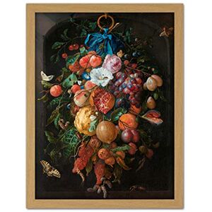 Artery8 De Heem Still Life Festoon Of Fruit And Flowers Artwork Framed Wall Art Print 18X24 Inch Artery8 De Heem Still Life Festoon Of Fruit And Flowers Artwork Framed Wall Art Print 18X24 Inch