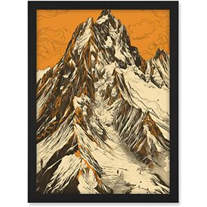 Artery8 K2 Mountain Peak Summit Climbers White and Orange Artwork Framed A3 Wall Art Print Artery8 K2 Mountain Peak Summit Climbers White and Orange Artwork Framed A3 Wall Art Print