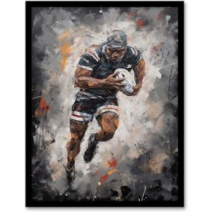 Artery8 Rugby Fan Artwork World Cup Forward With Ball Action Painting For Him Man Cave Artwork Framed Wall Art Print A4 Artery8 Rugby Fan Artwork World Cup Forward With Ball Action Painting For Him Man Cave Artwork Framed Wall Art Print A4