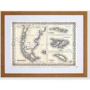 Wee Blue Coo Map Illustrated Antique Colton Patagonia Falkland Art Framed Wall Art Print Wee Blue Coo Map Illustrated Antique Colton Patagonia Falkland Art Framed Wall Art Print