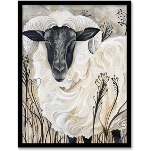 Artery8 Stylised Ram Sheep Animal Portrait Painting Living Room Artwork Framed Wall Art Print A4 Artery8 Stylised Ram Sheep Animal Portrait Painting Living Room Artwork Framed Wall Art Print A4
