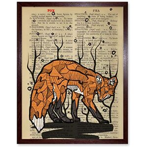 Wee Blue Coo Upcycle Dictionary Fox Art Print Framed Poster Wall Decor 12x16 inch Wee Blue Coo Upcycle Dictionary Fox Art Print Framed Poster Wall Decor 12x16 inch