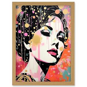 Artery8 Don't Burst My Bubble Female Glam Aesthetic Portrait Pink Blue Gold Linocut Teen Room Artwork Framed Wall Art Print A4 Artery8 Don't Burst My Bubble Female Glam Aesthetic Portrait Pink Blue Gold Linocut Teen Room Artwork Framed Wall Art Print A4