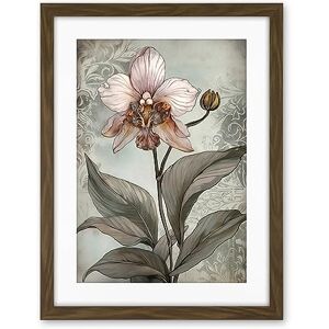Artery8 Art Nouveau Pink Orchid Bloom Flower Watercolour Artwork Framed Wall Art Print 18X24 Inch Artery8 Art Nouveau Pink Orchid Bloom Flower Watercolour Artwork Framed Wall Art Print 18X24 Inch