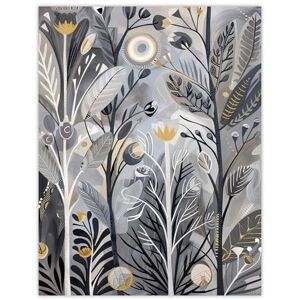 Artery8 Wildflower Meadow Grey Orange Botanical Folk Art Living Room Extra Large XL Wall Art Poster Print Artery8 Wildflower Meadow Grey Orange Botanical Folk Art Living Room Extra Large XL Wall Art Poster Print