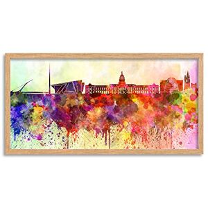 Wee Blue Coo Dublin Skyline Paint Splash Cityscape Long Panel Framed Wall Art Print Wee Blue Coo Dublin Skyline Paint Splash Cityscape Long Panel Framed Wall Art Print