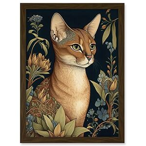 Artery8 Abyssinian Cat with Flowers Art Nouveau Modern Watercolour Illustration Artwork Framed Wall Art Print A4 Artery8 Abyssinian Cat with Flowers Art Nouveau Modern Watercolour Illustration Artwork Framed Wall Art Print A4
