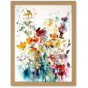 Artery8 Wild Flowers Abstract Watercolour Orange Red Purple Bright Floral Spring Field Artwork Framed Wall Art Print 18X24 Inch Artery8 Wild Flowers Abstract Watercolour Orange Red Purple Bright Floral Spring Field Artwork Framed Wall Art Print 18X24 Inch