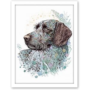 Artery8 German Wirehead Pointer Dog Nature Spirit Animal Modern Multicoloured Illustration Artwork Framed Wall Art Print 18X24 Inch Artery8 German Wirehead Pointer Dog Nature Spirit Animal Modern Multicoloured Illustration Artwork Framed Wall Art Print 18X24 Inch