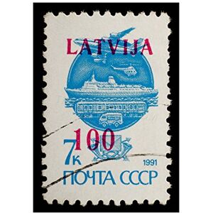 Wee Blue Coo Postage Stamp USSR Latvia Transport Theme Vintage Wall Art Print Wee Blue Coo Postage Stamp USSR Latvia Transport Theme Vintage Wall Art Print