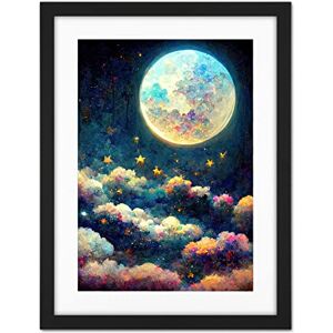 Doppelganger33 LTD Dreamy Night Sky Moon Stars Colourful Clouds Kids Cute Artwork Framed Wall Art Print 18X24 Inch Doppelganger33 LTD Dreamy Night Sky Moon Stars Colourful Clouds Kids Cute Artwork Framed Wall Art Print 18X24 Inch