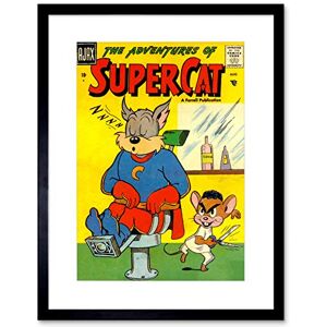 Wee Blue Coo AJAX Retro Comic Book Cover SUPERCAT Barber Mouse Framed Art Print B12X4888 Wee Blue Coo AJAX Retro Comic Book Cover SUPERCAT Barber Mouse Framed Art Print B12X4888