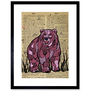 Wee Blue Coo Upcycle Dictionary Bear Artwork Framed Wall Art Print 12X16 Inch Wee Blue Coo Upcycle Dictionary Bear Artwork Framed Wall Art Print 12X16 Inch
