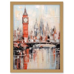 Artery8 London Skyline Abstract Oil Painting Thick Paint Red Big Ben River Thames Westminster Bridge England City Artwork Framed A3 Wall Art Print Artery8 London Skyline Abstract Oil Painting Thick Paint Red Big Ben River Thames Westminster Bridge England City Artwork Framed A3 Wall Art Print