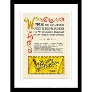 Pyramid Charlie and the Chocolate Factory Framed Print in Black Picture Frame Collector Edition (Golden Ticket Design) Willy Wonka Framed Wall Art in 30x40cm Frame Official Merchandise Pyramid Charlie and the Chocolate Factory Framed Print in Black Picture Frame Collector Edition (Golden Ticket Design) Willy Wonka Framed Wall Art in 30x40cm Frame Official Merchandise