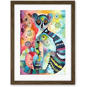 Artery8 Striped Ring-Tailed Lemur Multicoloured Folk Art Watercolour Painting Artwork Framed Wall Art Print 18X24 Inch Artery8 Striped Ring-Tailed Lemur Multicoloured Folk Art Watercolour Painting Artwork Framed Wall Art Print 18X24 Inch