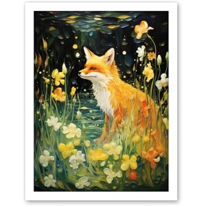 Artery8 Fox Dream Floral Yellow Oil Painting Orange White Dreamscape of Lily Flowers in Spring Artwork Framed Wall Art Print 18X24 Inch Artery8 Fox Dream Floral Yellow Oil Painting Orange White Dreamscape of Lily Flowers in Spring Artwork Framed Wall Art Print 18X24 Inch