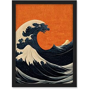 Doppelganger33 LTD Minimalist Orange Sunset Sky Modern Style Of Great Wave Off Kanagawa Artwork Framed A3 Wall Art Print Doppelganger33 LTD Minimalist Orange Sunset Sky Modern Style Of Great Wave Off Kanagawa Artwork Framed A3 Wall Art Print