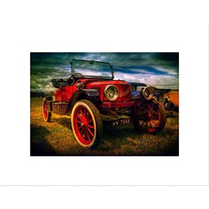 Wee Blue Coo Vintage Red Old Car Classic Automobile Picture Wall Art Print Wee Blue Coo Vintage Red Old Car Classic Automobile Picture Wall Art Print