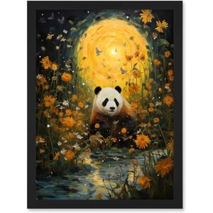 Artery8 Harvest Moon Panda Landscape Oil Painting Panda Bear in a Wildflower Meadow with Flowing Stream Kids Bedroom Artwork Framed A3 Wall Art Print Artery8 Harvest Moon Panda Landscape Oil Painting Panda Bear in a Wildflower Meadow with Flowing Stream Kids Bedroom Artwork Framed A3 Wall Art Print