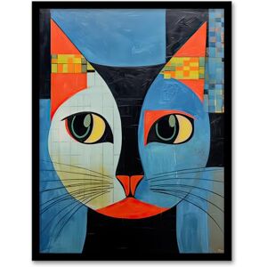 Artery8 Pawsitive Vibes Only Blue Orange Abstract Cat Artwork Framed Wall Art Print 18X24 Inch Artery8 Pawsitive Vibes Only Blue Orange Abstract Cat Artwork Framed Wall Art Print 18X24 Inch