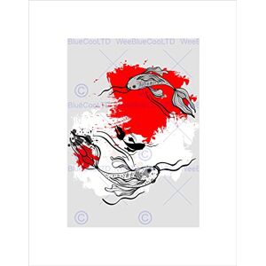Wee Blue Coo PAINTING ILLUSTRATION ABSTRACT KOI CARP JAPAN GRAPHIC FRAMED ART PRINT B12X13461 Wee Blue Coo PAINTING ILLUSTRATION ABSTRACT KOI CARP JAPAN GRAPHIC FRAMED ART PRINT B12X13461