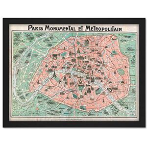 Wee Blue Coo Robelin Paris Monument Map French Artwork Framed Wall Art Print 18X24 Inch Wee Blue Coo Robelin Paris Monument Map French Artwork Framed Wall Art Print 18X24 Inch