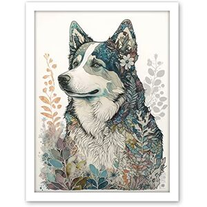 Artery8 Siberian Husky Dog Nature Spirit Animal Modern Multicoloured Illustration Artwork Framed Wall Art Print 18X24 Inch Artery8 Siberian Husky Dog Nature Spirit Animal Modern Multicoloured Illustration Artwork Framed Wall Art Print 18X24 Inch