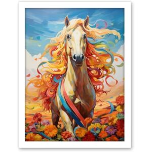 Artery8 Girls Bedroom Nursery Artwork Fantasy Horse Colourful Mane Bright Bold Fun Happy Artwork Framed Wall Art Print 18X24 Inch Artery8 Girls Bedroom Nursery Artwork Fantasy Horse Colourful Mane Bright Bold Fun Happy Artwork Framed Wall Art Print 18X24 Inch