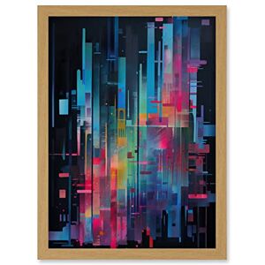 Artery8 Modern Abstract Geometric Neon Lines Cityscape Painting Artwork Framed Wall Art Print A4 Artery8 Modern Abstract Geometric Neon Lines Cityscape Painting Artwork Framed Wall Art Print A4