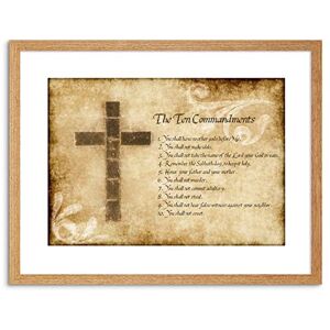 Wee Blue Coo Ten 10 Commandments Cross Religious Quote Framed Wall Art Print Wee Blue Coo Ten 10 Commandments Cross Religious Quote Framed Wall Art Print