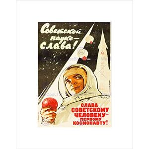 Wee Blue Coo POLITICAL SPACE COSMONAUT ROCKET USSR GAGARIN BLACK FRAMED ART PRINT B12X7101 Wee Blue Coo POLITICAL SPACE COSMONAUT ROCKET USSR GAGARIN BLACK FRAMED ART PRINT B12X7101