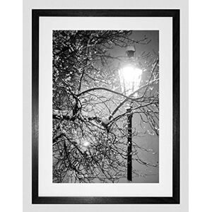 Wee Blue Coo Lonely Street Lamp Winter Night Black White Framed Wall Art Print Wee Blue Coo Lonely Street Lamp Winter Night Black White Framed Wall Art Print