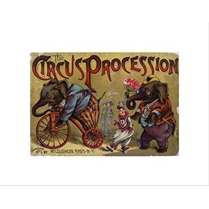 Wee Blue Coo Circus Art Procession Elephant Clown Vintage USA Wall Art Print Wee Blue Coo Circus Art Procession Elephant Clown Vintage USA Wall Art Print