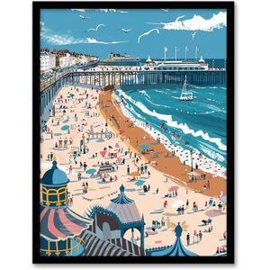 Artery8 Brighton Pier Beach Holiday Colourful Painting Living Room Artwork Framed Wall Art Print 18X24 Inch Artery8 Brighton Pier Beach Holiday Colourful Painting Living Room Artwork Framed Wall Art Print 18X24 Inch