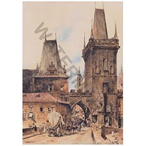 Wee Blue Coo Painting Von Alt Bridge Tower In Prague Wall Art Print Wee Blue Coo Painting Von Alt Bridge Tower In Prague Wall Art Print